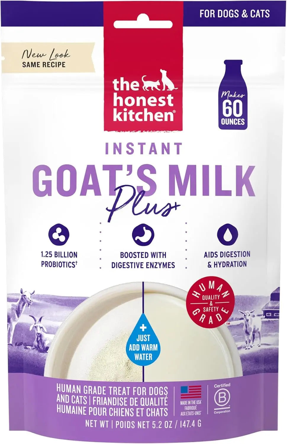 Honest Kitchen Goat Milk Powder Probiotics for Dogs &amp; Cats 5.2oz