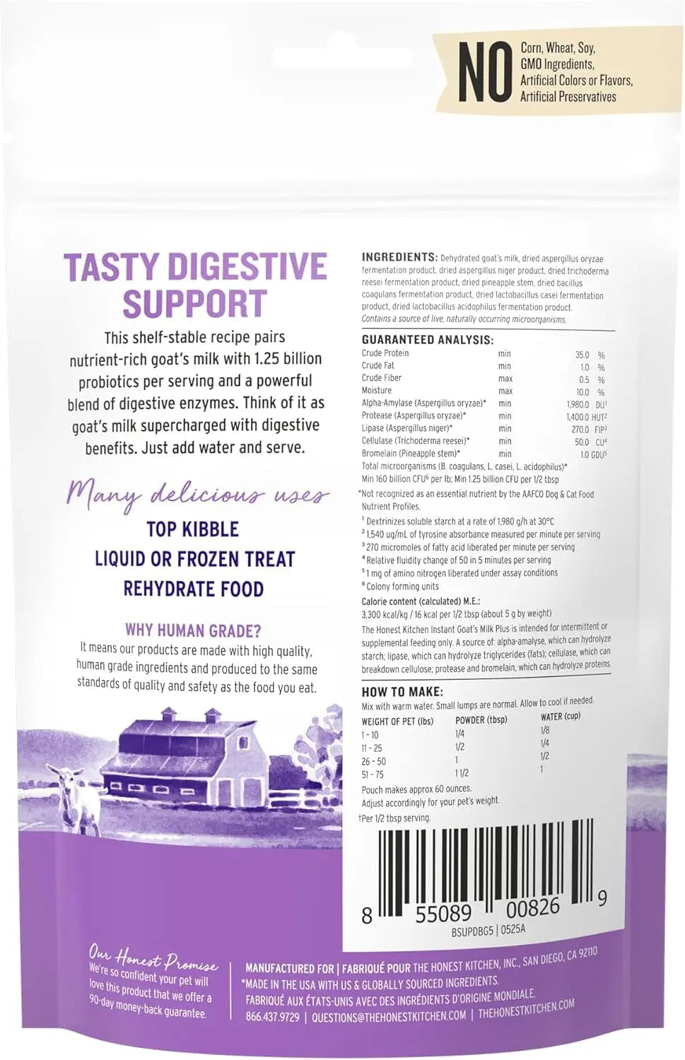 Honest Kitchen Goat Milk Powder Probiotics for Dogs &amp; Cats 5.2oz