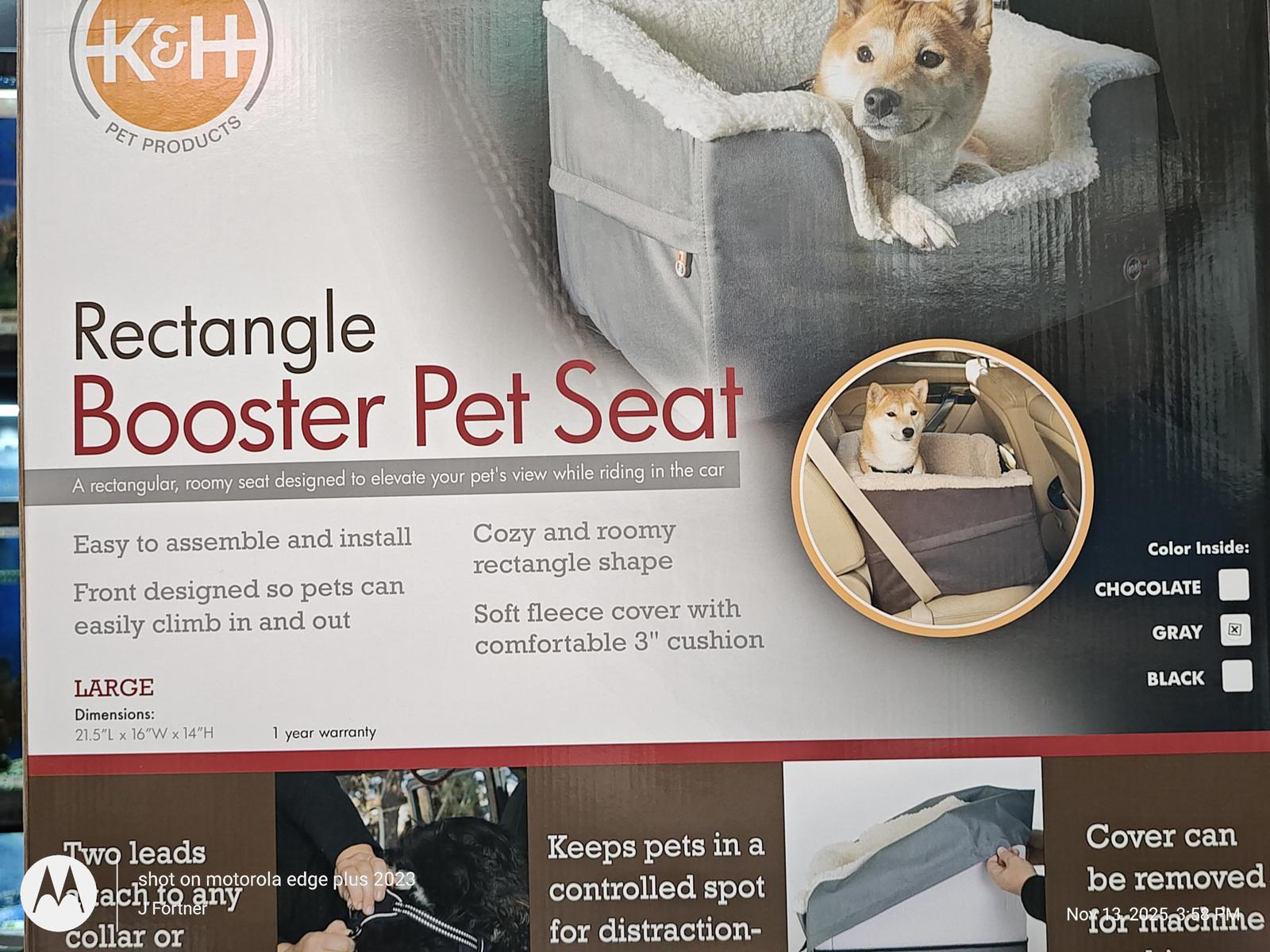 K&amp;H Rectangle Pet Booster Pet Dog Car Seat - Large Grey
