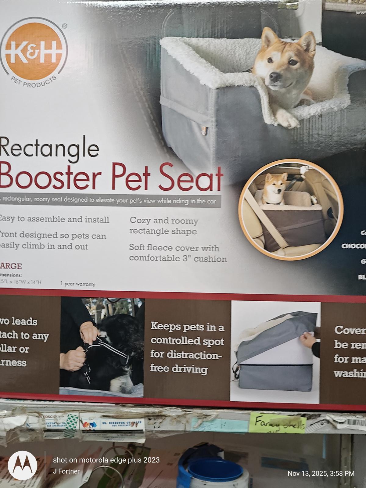 K&amp;H Rectangle Pet Booster Pet Dog Car Seat - Large Grey