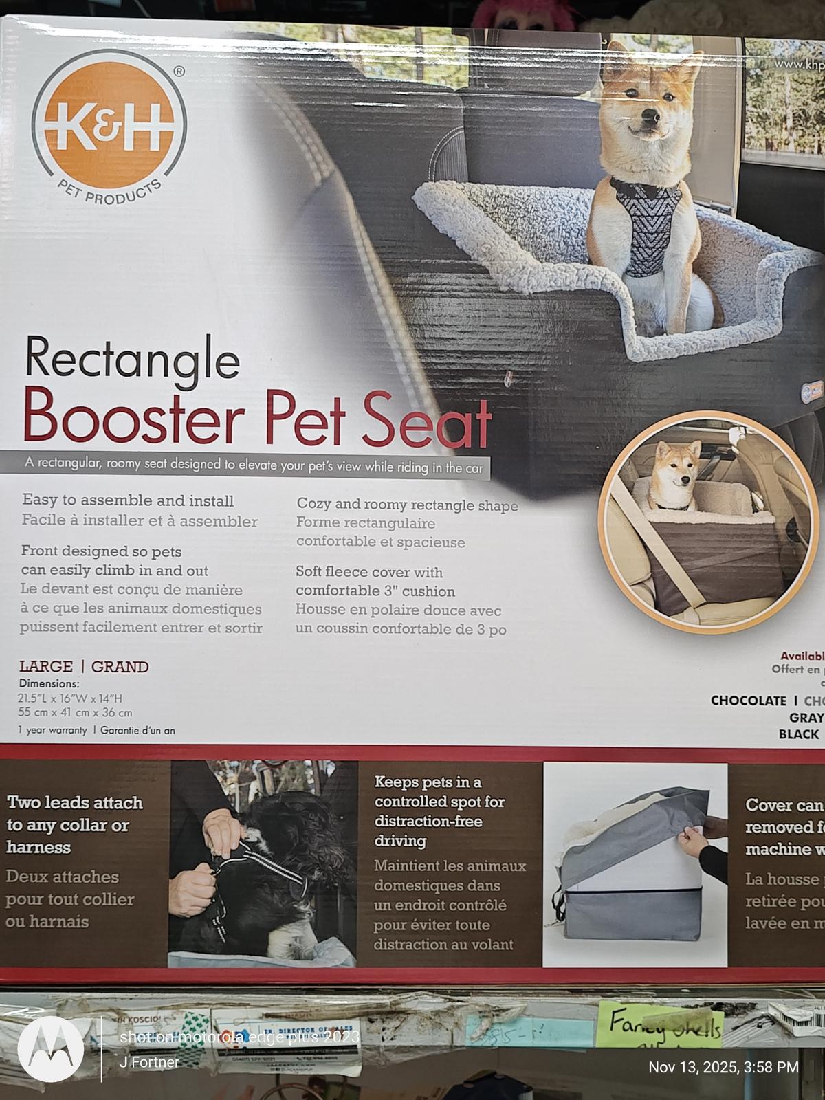 K&amp;H Rectangle Pet Booster Pet Dog Car Seat - Large Grey