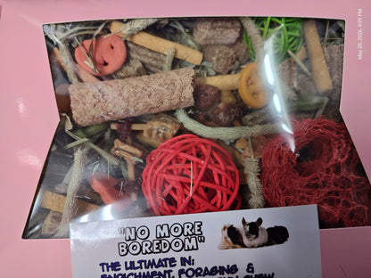 Fun ,Forage &amp; Chew "No More Boredom" Box 12 OZ- Chinchillas, Guinea Pigs, Rabbits