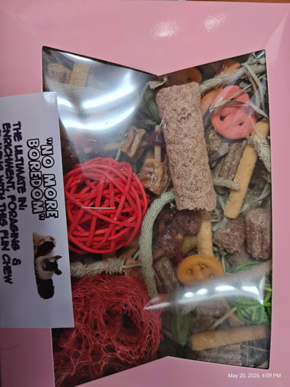 Fun ,Forage &amp; Chew "No More Boredom" Box 12 OZ- Chinchillas, Guinea Pigs, Rabbits