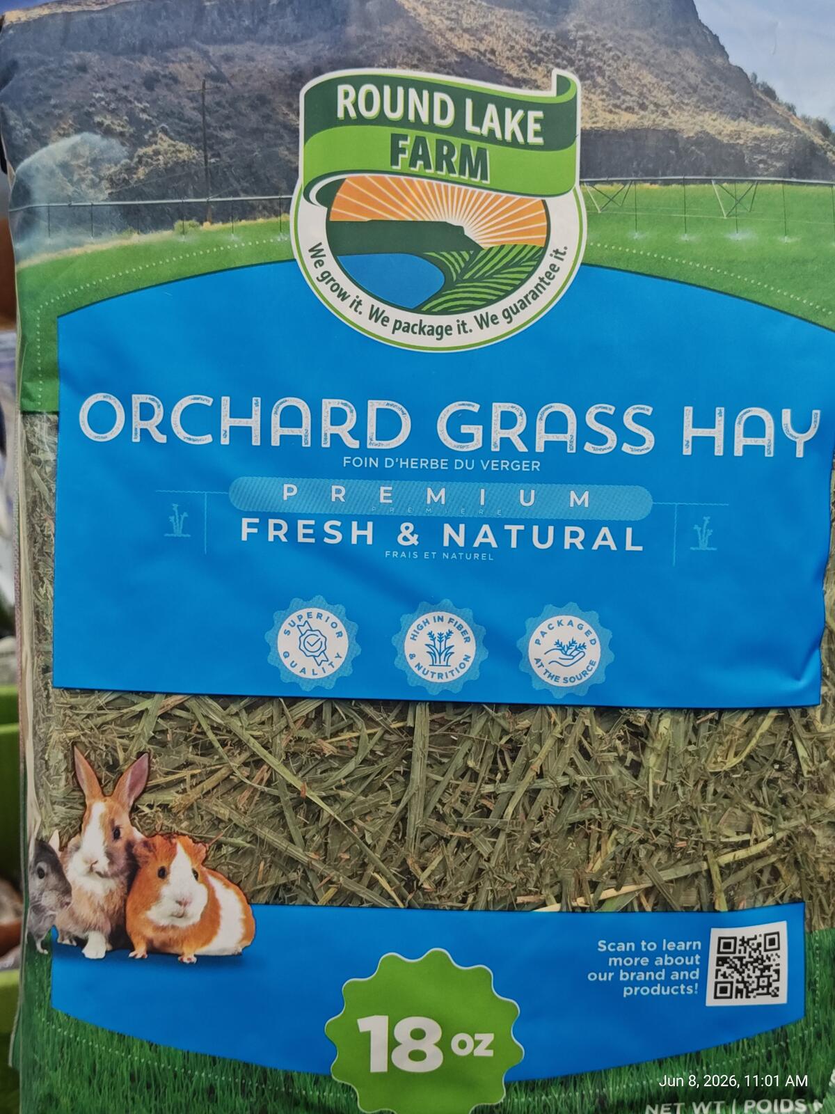 Orchard Grass Hay for Pets  10oz Resealable Bag