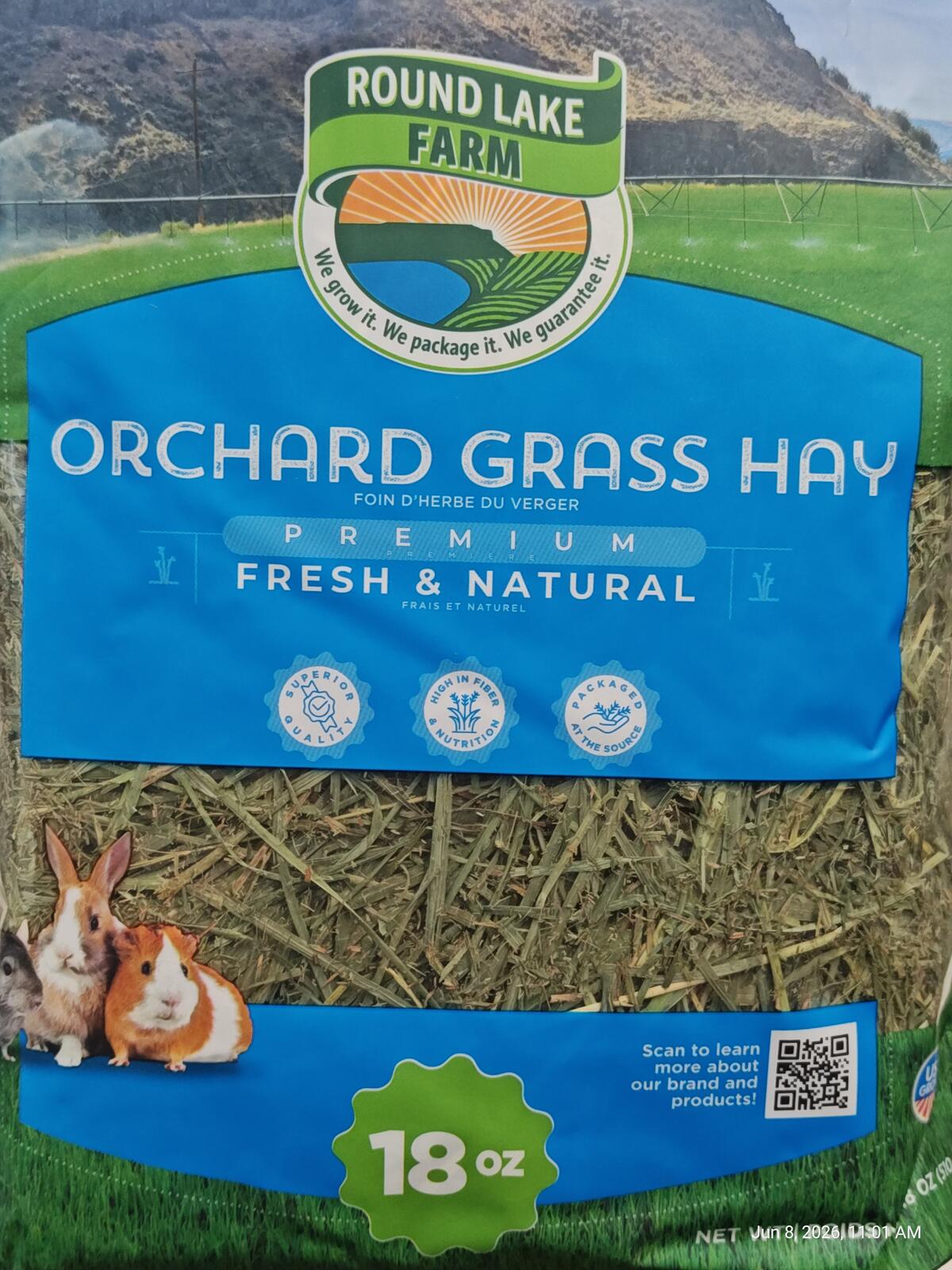 Orchard Grass Hay for Pets  10oz Resealable Bag