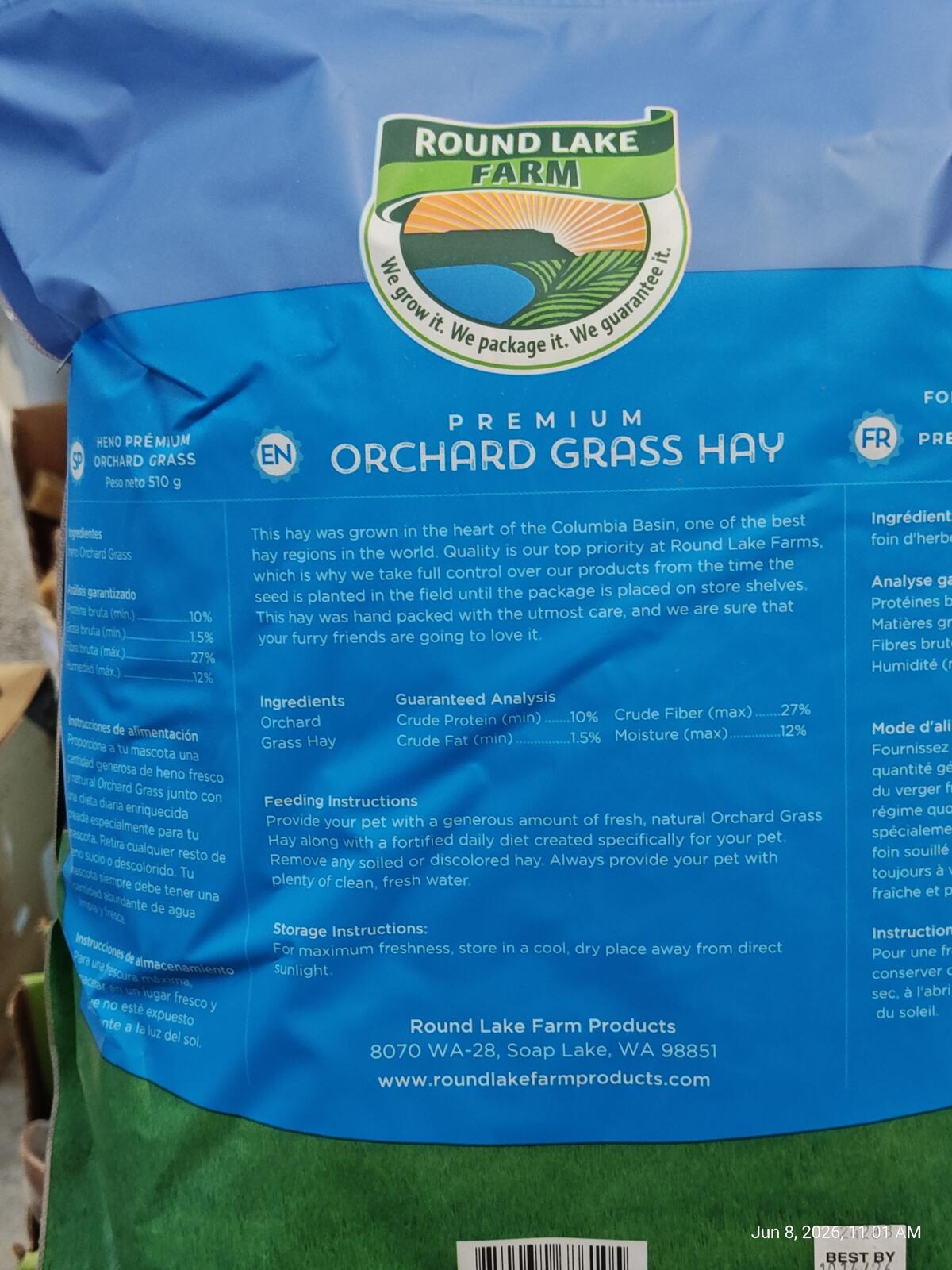 Orchard Grass Hay for Pets  10oz Resealable Bag