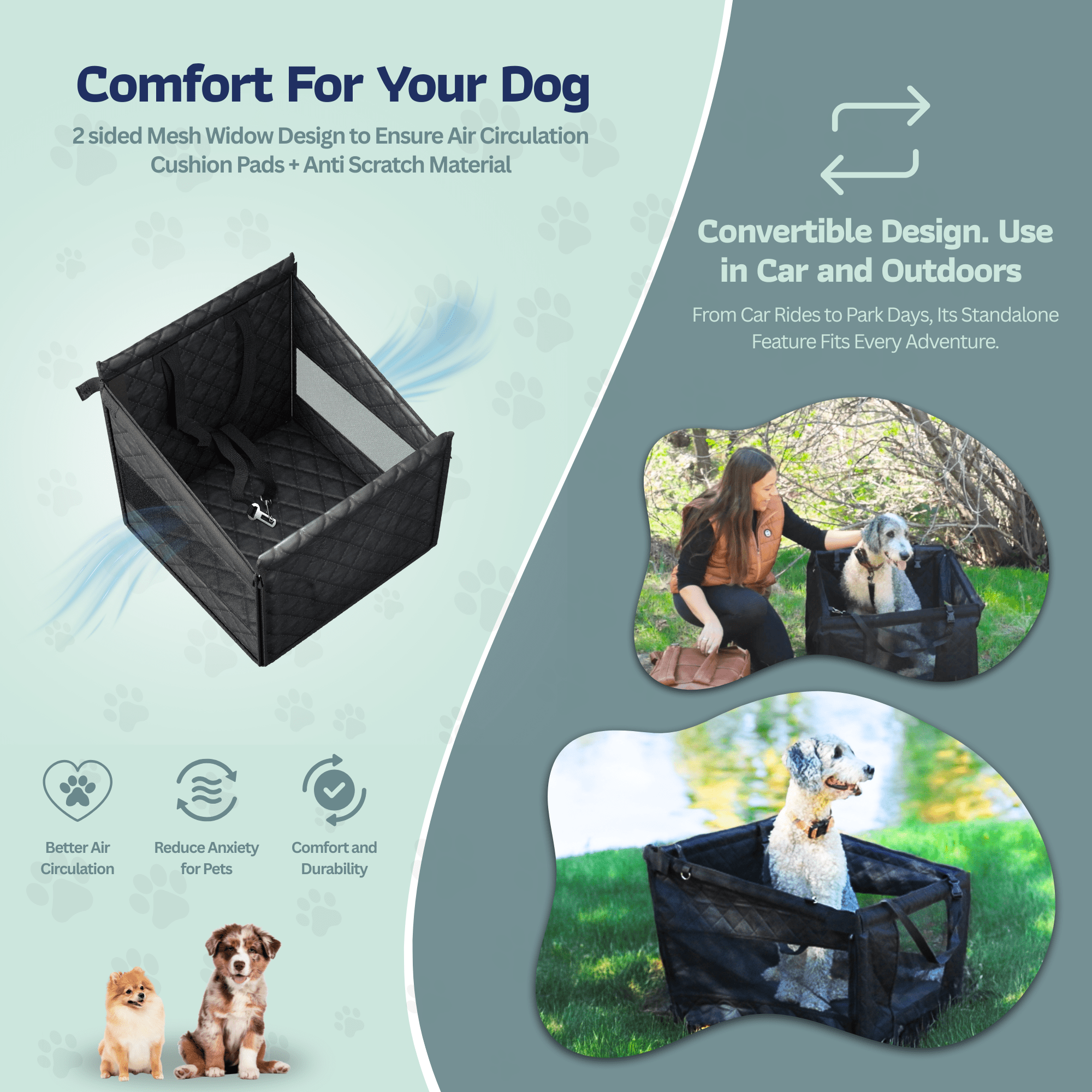 Katziela Dog Back Seat Cover Waterproof Quilted 600D Oxford Fabric, Heavy-Duty Non-Slip Bench Protector for Cars, SUVS &amp; TRUCKS – SINGLE Size, Leaves Space for Passengers.