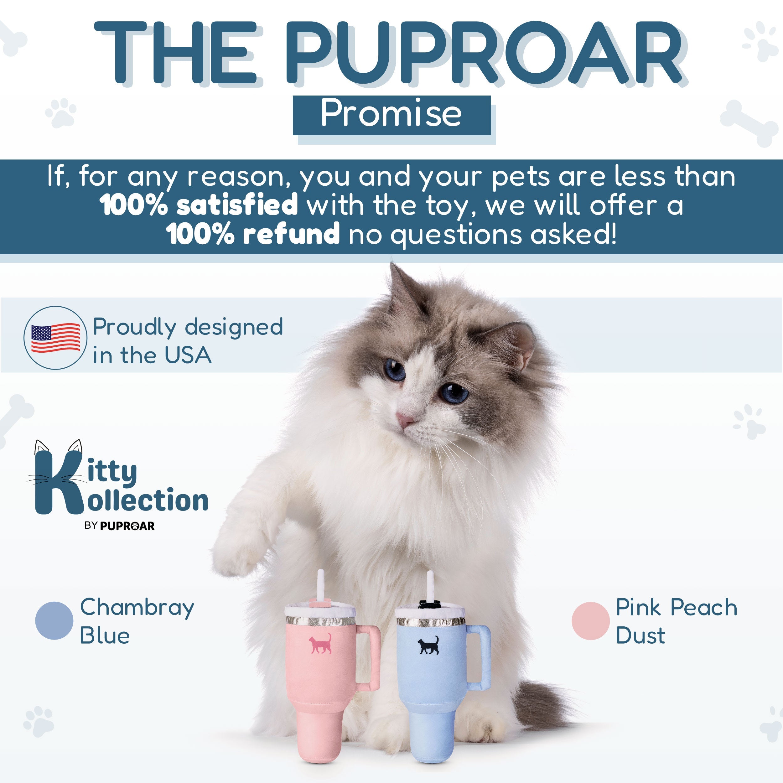 PUPROAR Kitty Cup Cat Toy | Cute Catnip &amp; Crinkle Plush Cat Toy