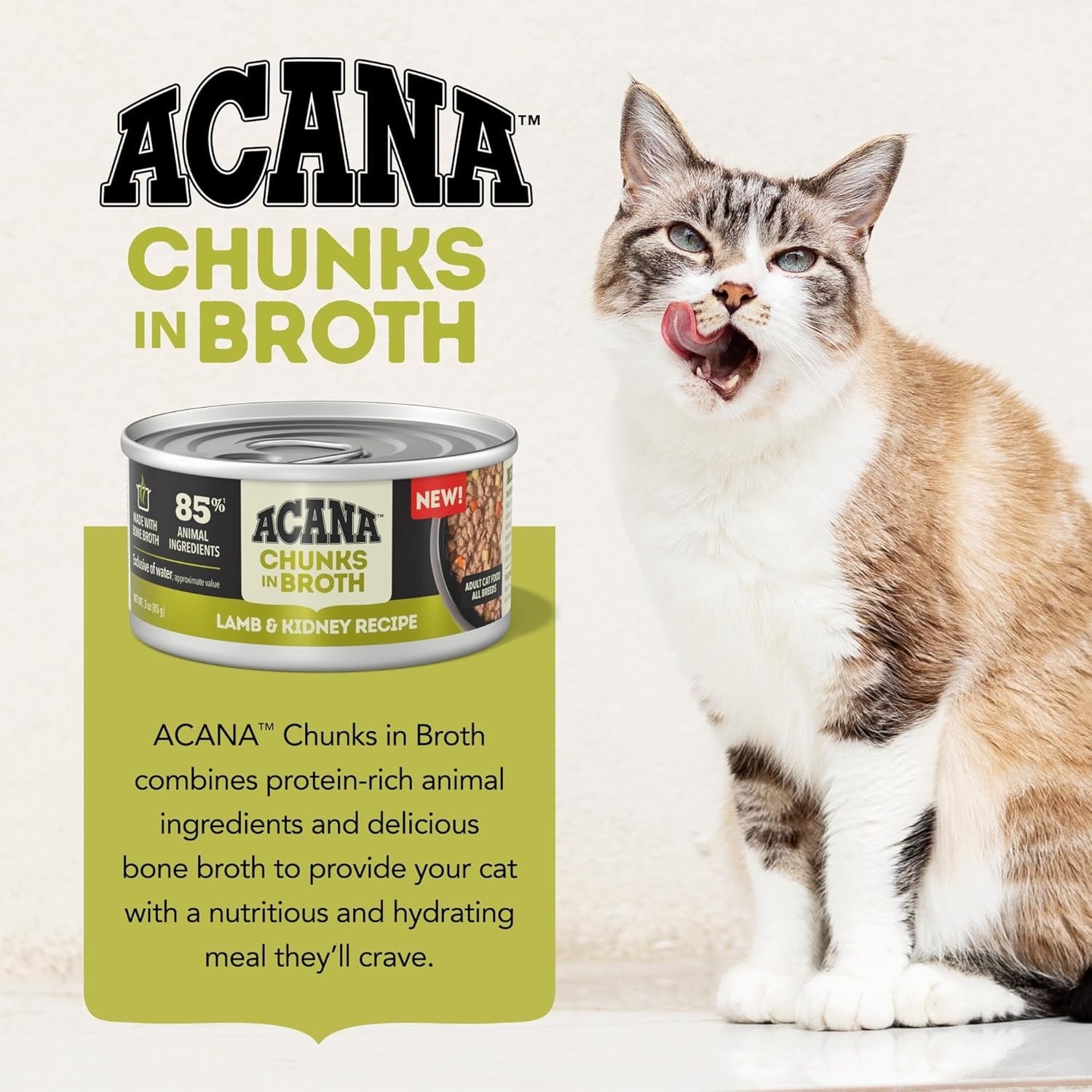 Acana Grain Free Chunks in Broth Lamb &amp; Kidney Wet Cat Food (3oz)