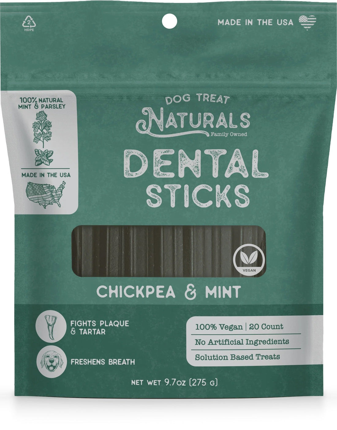 Dog Treat Naturals Chickpea &amp; Mint Dental Sticks Dog Treats (10oz)