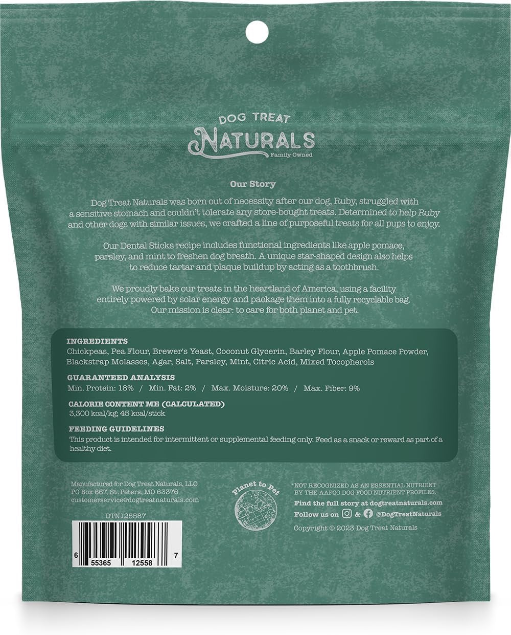 Dog Treat Naturals Chickpea &amp; Mint Dental Sticks Dog Treats (10oz)