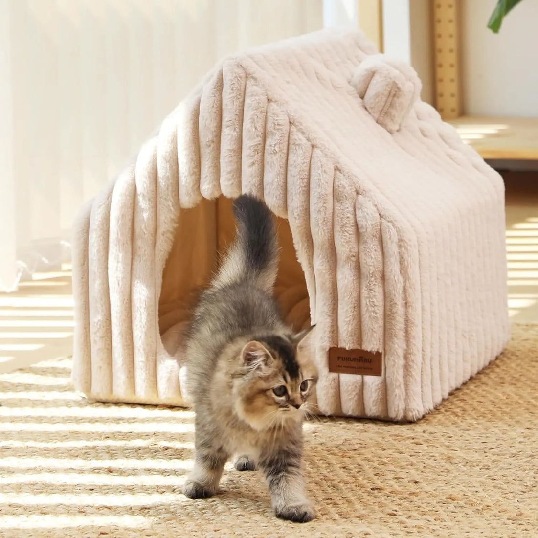 Indoor Cat &amp; Small Dog House, Washable Cozy Cave Bed with Removable Pillow