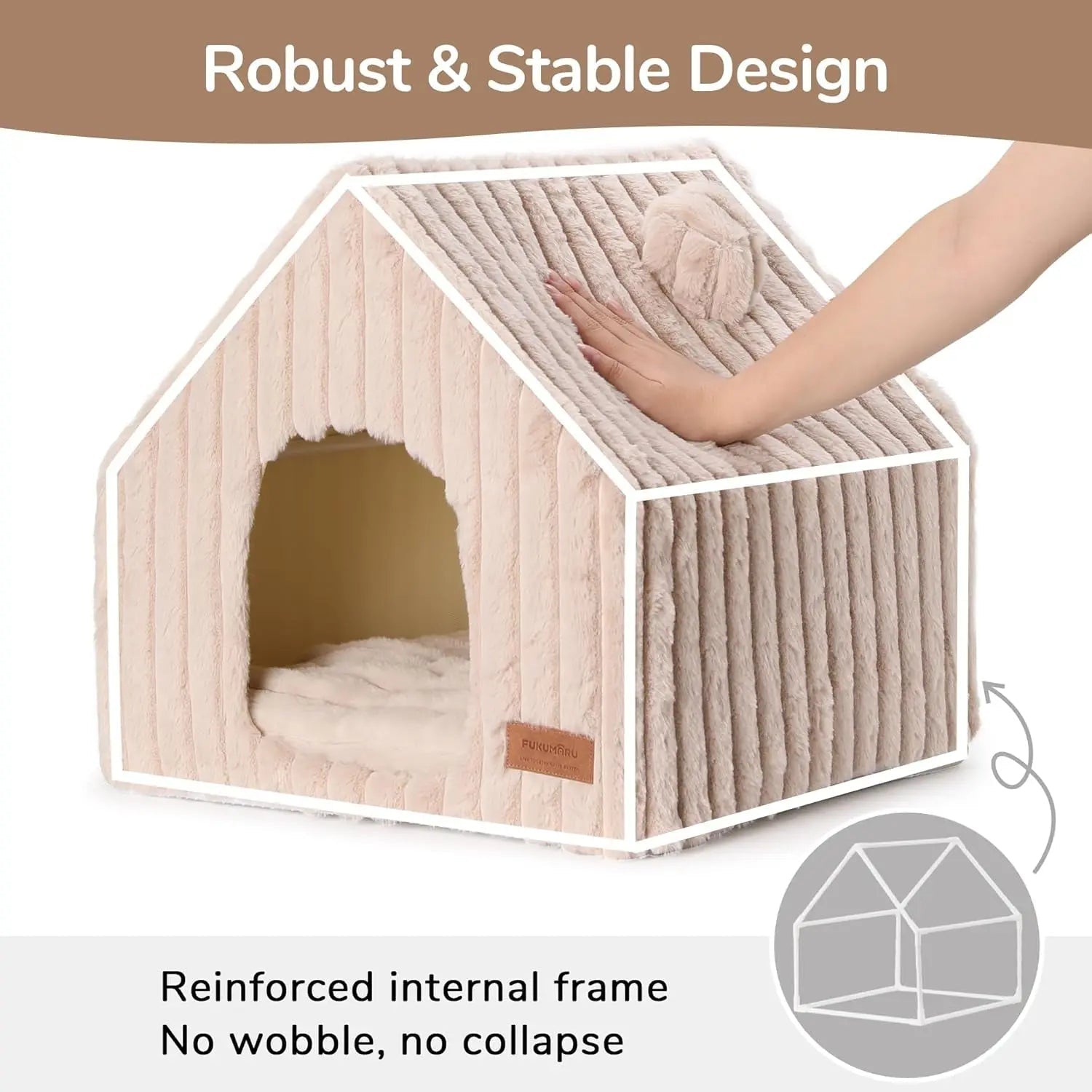 Indoor Cat &amp; Small Dog House, Washable Cozy Cave Bed with Removable Pillow