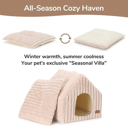 Indoor Cat &amp; Small Dog House, Washable Cozy Cave Bed with Removable Pillow