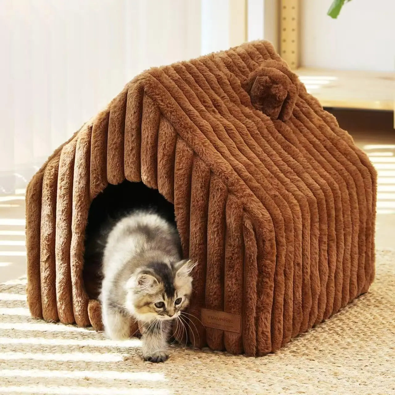 Indoor Cat &amp; Small Dog House, Washable Cozy Cave Bed with Removable Pillow