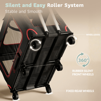Katziela Mega Cruze Rolling Pet Carrier – Stress - Free Travel for Medium &amp; Large Dogs 25”x17”x20”