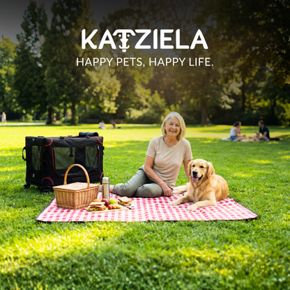Katziela Mega Cruze Rolling Pet Carrier – Stress - Free Travel for Medium &amp; Large Dogs 25”x17”x20”