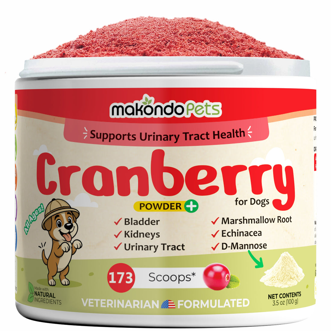Cranberry for Dogs. Urinary Tract Support. 173 Scoops