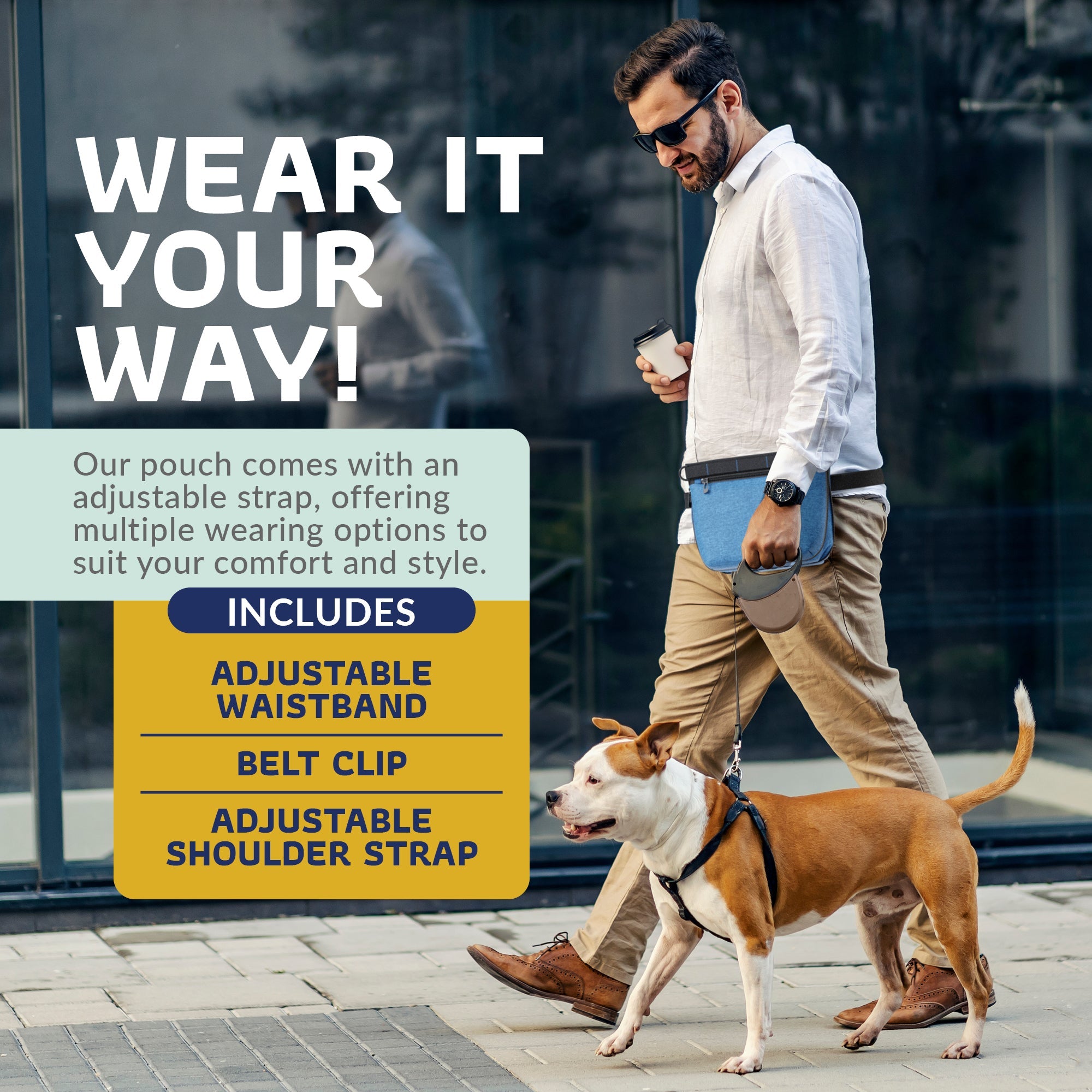 Katziela Expandable Pet Treat Pouch - Hands Free Dog Treat Pouch, Quick Access Magnet Closure - Anti Spill Dog Treat Bag - Treat Pouches for Pet Training, Adjustable Shoulder Strap &amp; Belt Clip