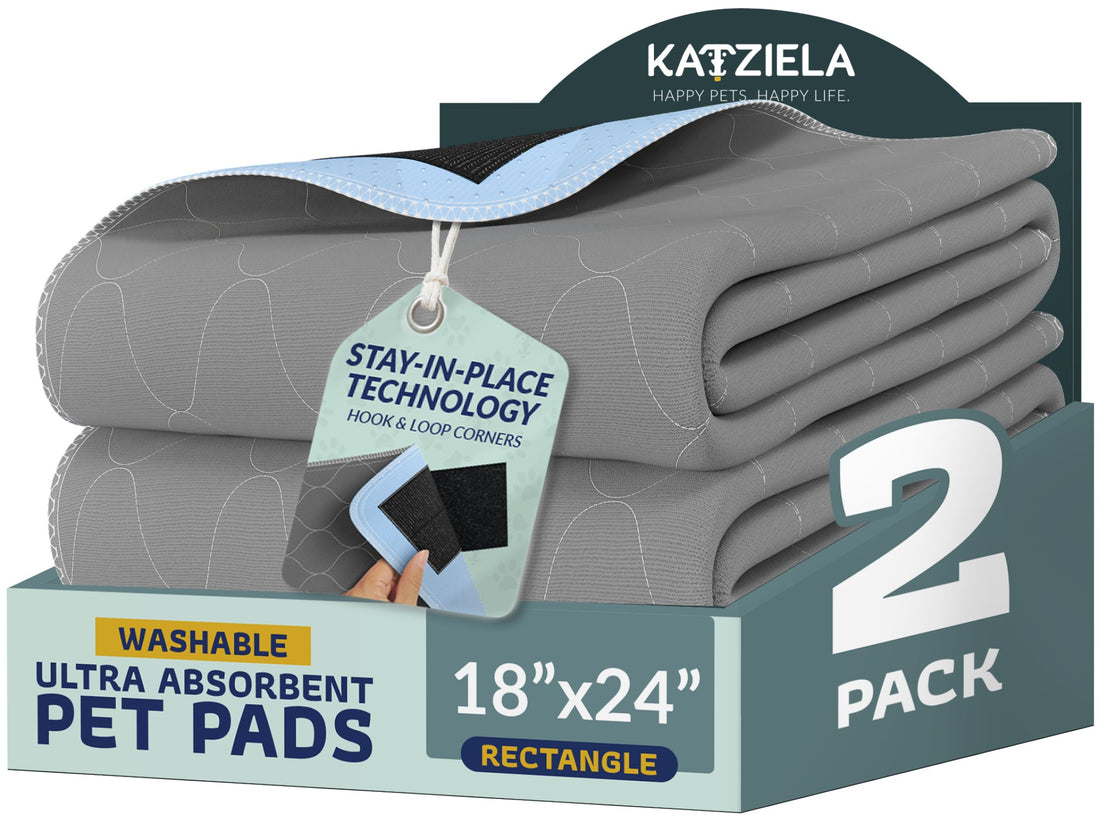 Katziela Quick-Drying Washable Pee Pads for Dogs With Hook &amp; Loop Rectangular
