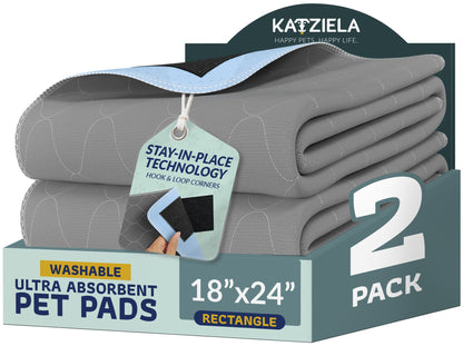 Katziela Quick-Drying Washable Pee Pads for Dogs With Hook &amp; Loop Rectangular