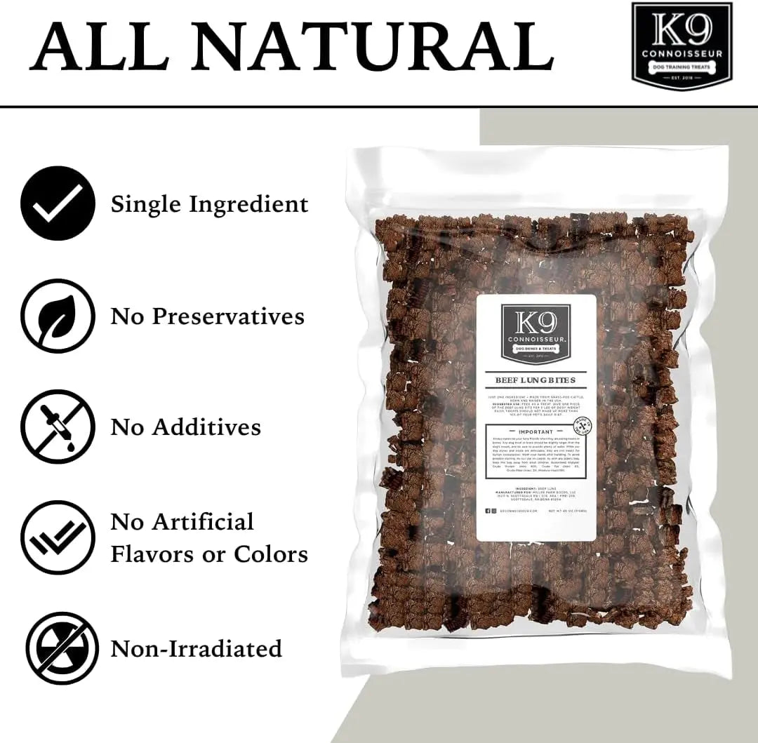K9 Connoisseur Beef Lung Dog Treats 8 oz &amp; 2.5 lb USA Single Ingredient Bulk