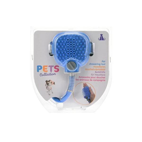 KPM Pet Shower Hose with Brush: Gentle Silicone Brush, Adjustable Handle, 7.5 Feet Long - Easy Dog &amp; Cat Washing at Home