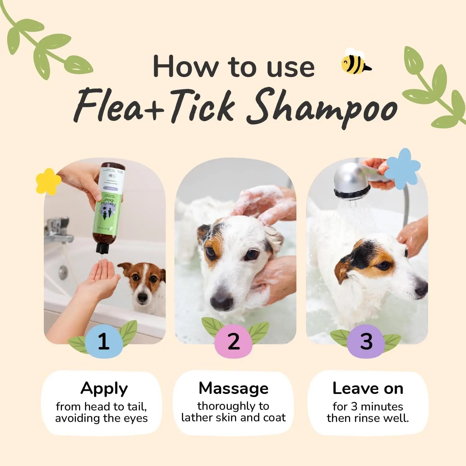Kin+Kind Flea &amp; Tick Dog Shampoo – Plant-Based Lavender Treatment, 12 oz