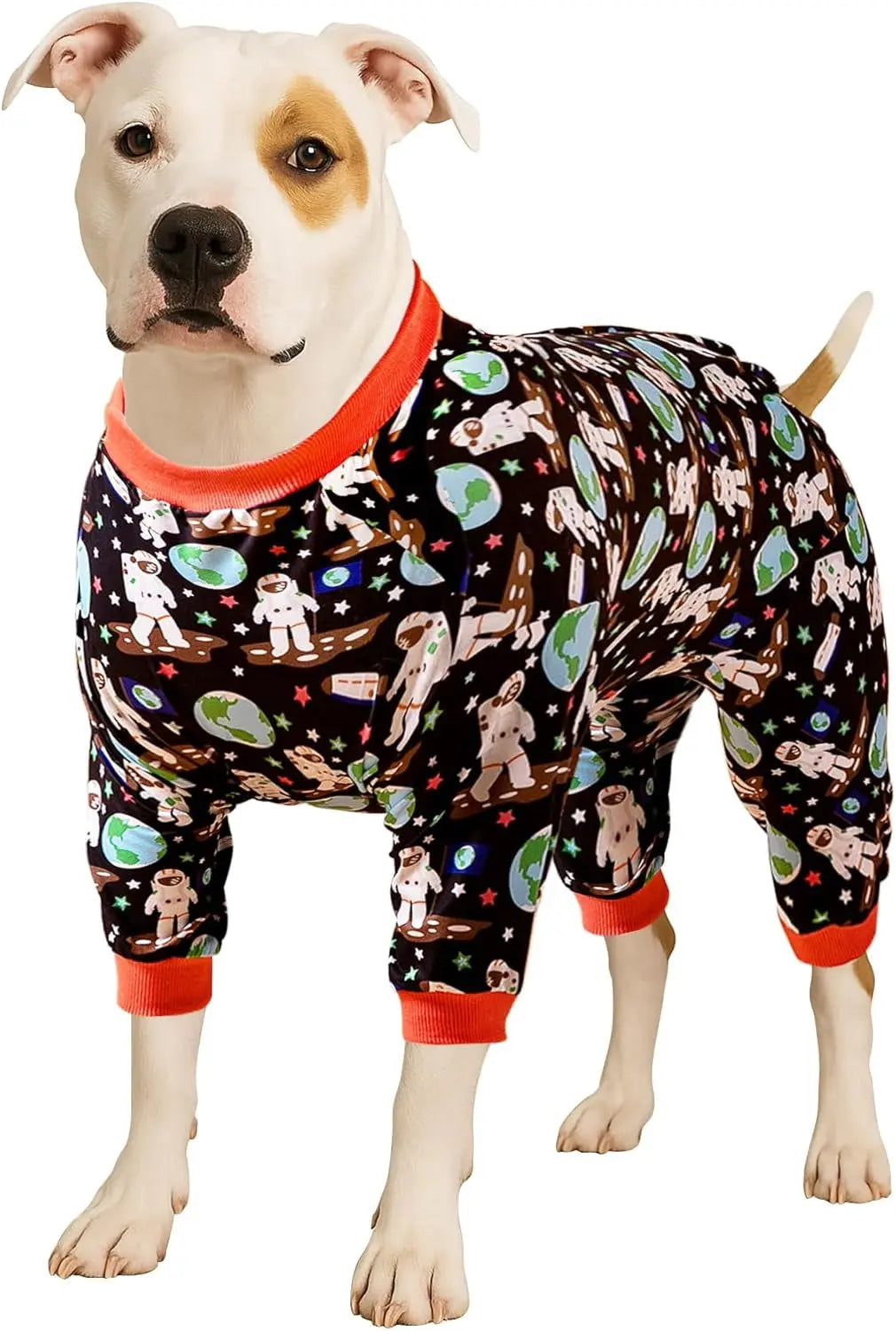 Large Dog Pajamas Space Astronaut Print Recovery Shirt UV Pullover