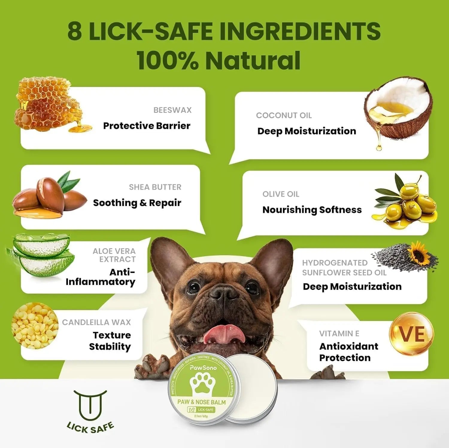 Lick-Safe Dog Paw &amp; Nose Balm with Coconut Oil, All-Natural Moisturizer