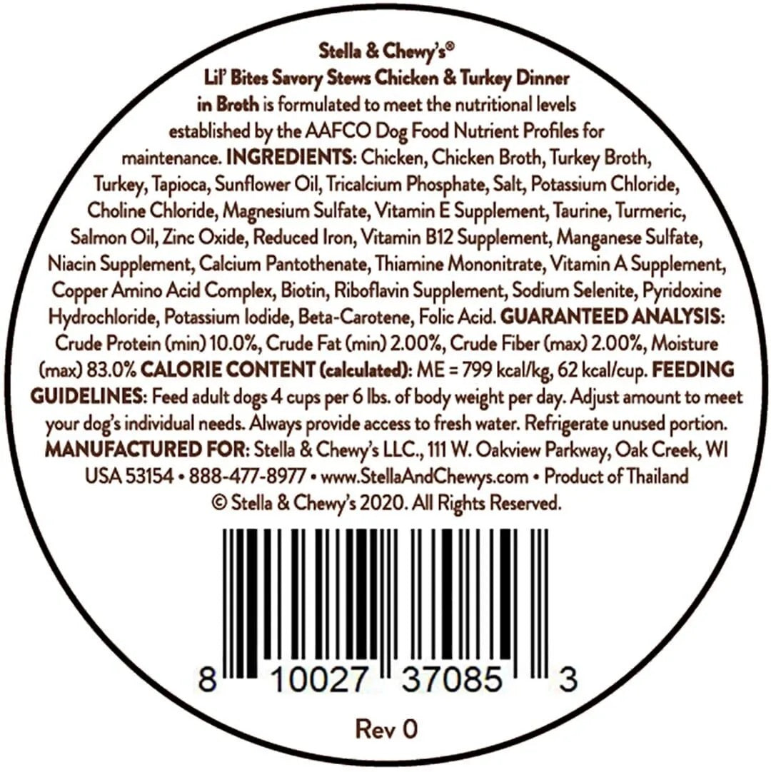 Stella &amp; Chewy’s Lil Bites Stew Chicken &amp; Turkey Dog Food (2.7oz)