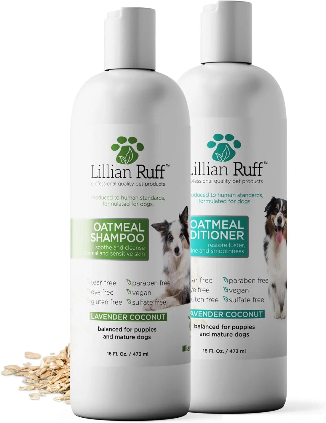 Lillian Ruff HypoCare+ Hypoallergenic Oatmeal Dog Shampoo &amp; Conditioner Set