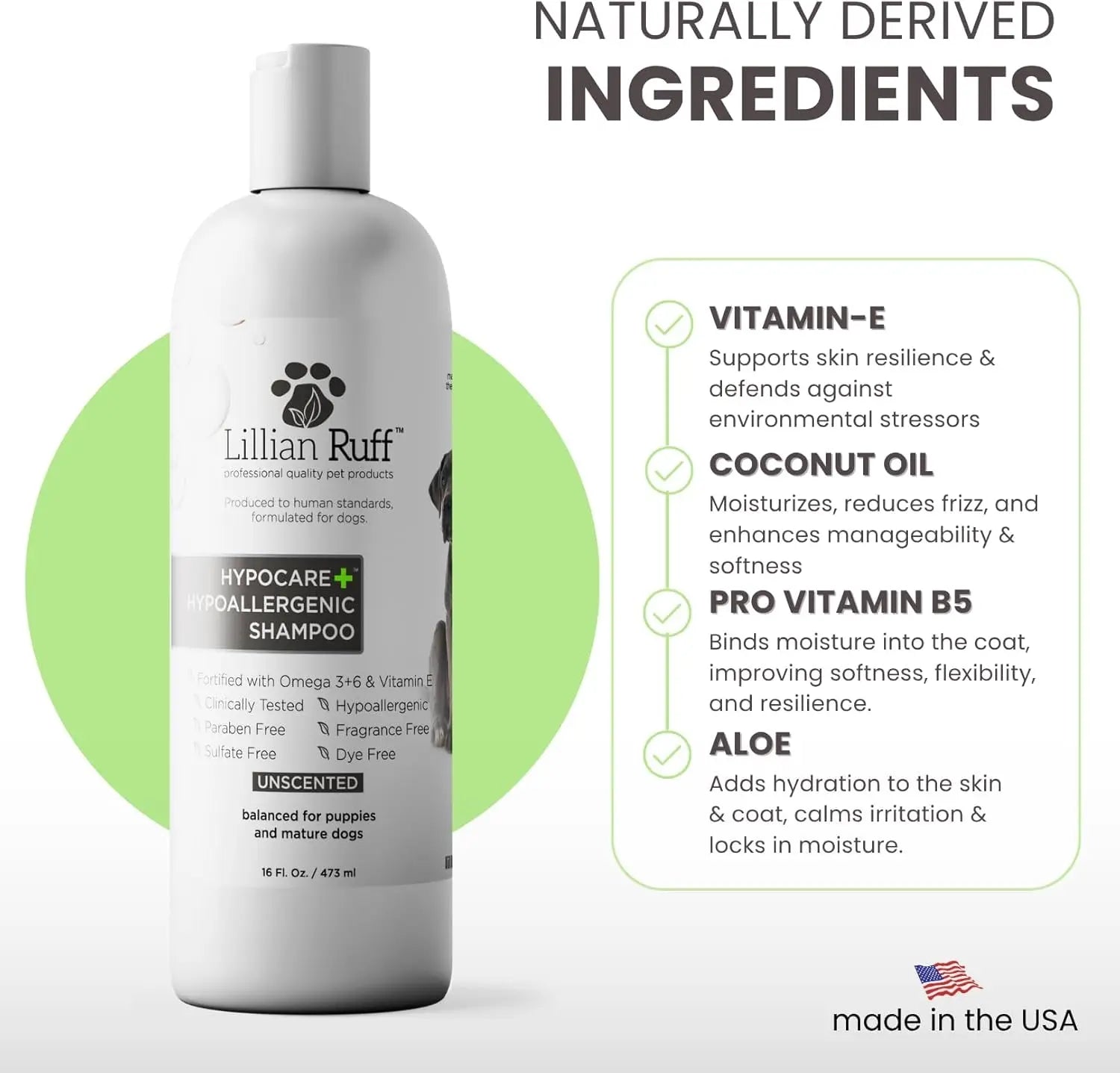 Lillian Ruff HypoCare+ Hypoallergenic Oatmeal Dog Shampoo &amp; Conditioner Set