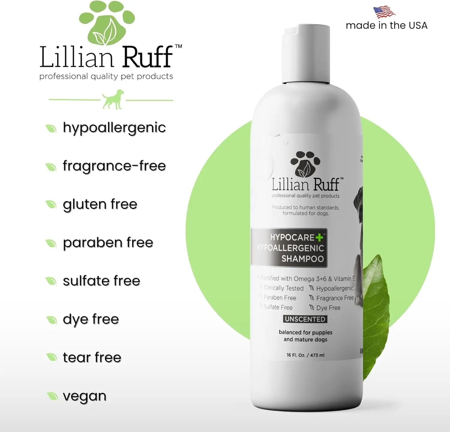 Lillian Ruff HypoCare+ Hypoallergenic Oatmeal Dog Shampoo &amp; Conditioner Set