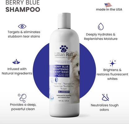 Lillian Ruff Professional Berry Blue Brightening Dog Shampoo &amp; Conditioner Set