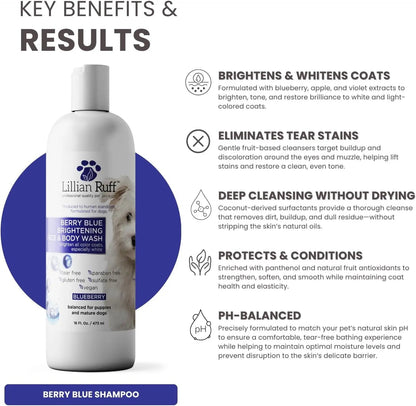 Lillian Ruff Professional Berry Blue Brightening Dog Shampoo &amp; Conditioner Set