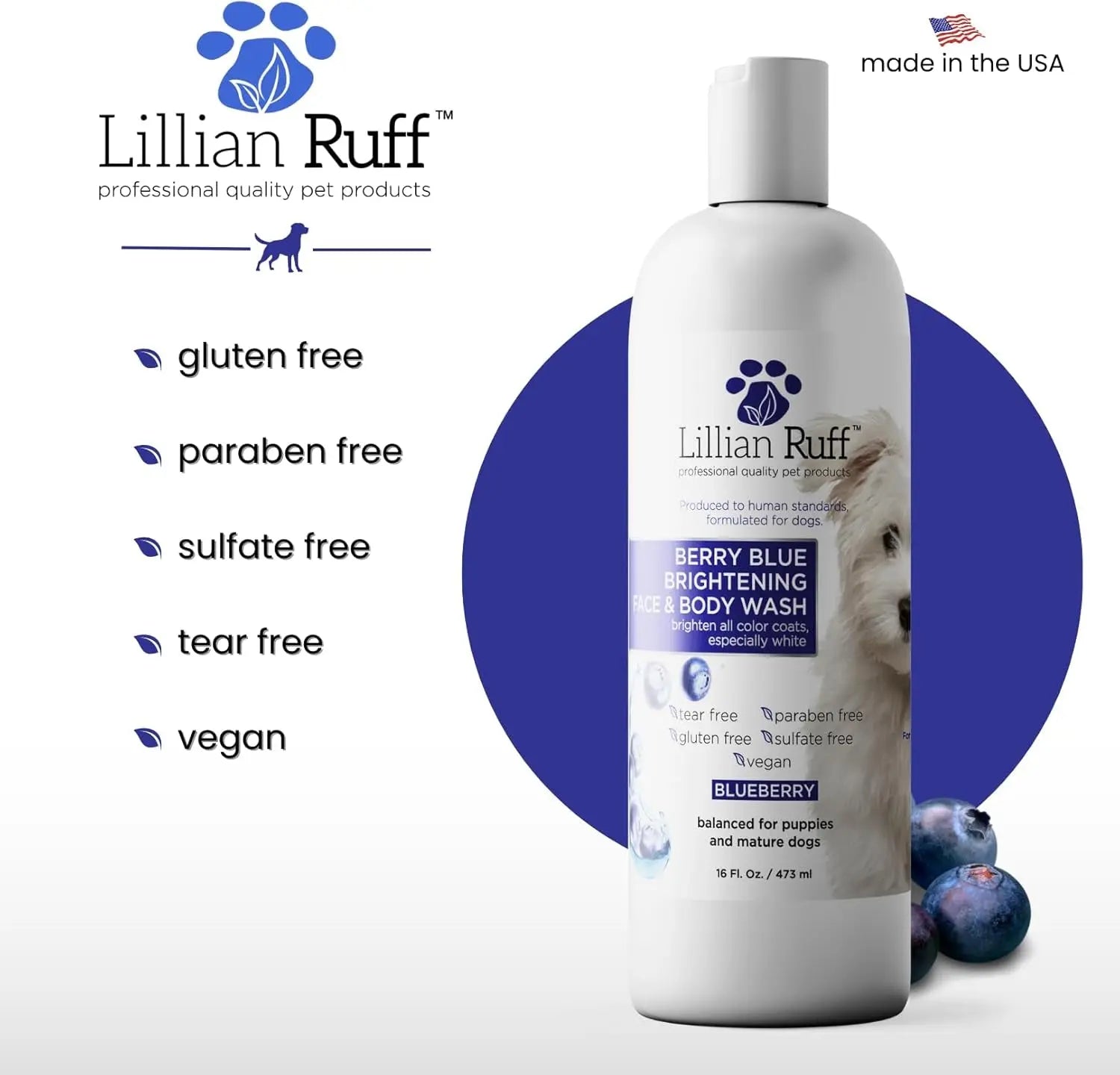 Lillian Ruff Professional Berry Blue Brightening Dog Shampoo &amp; Conditioner Set
