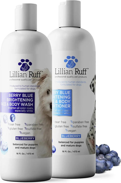 Lillian Ruff Professional Berry Blue Brightening Dog Shampoo &amp; Conditioner Set