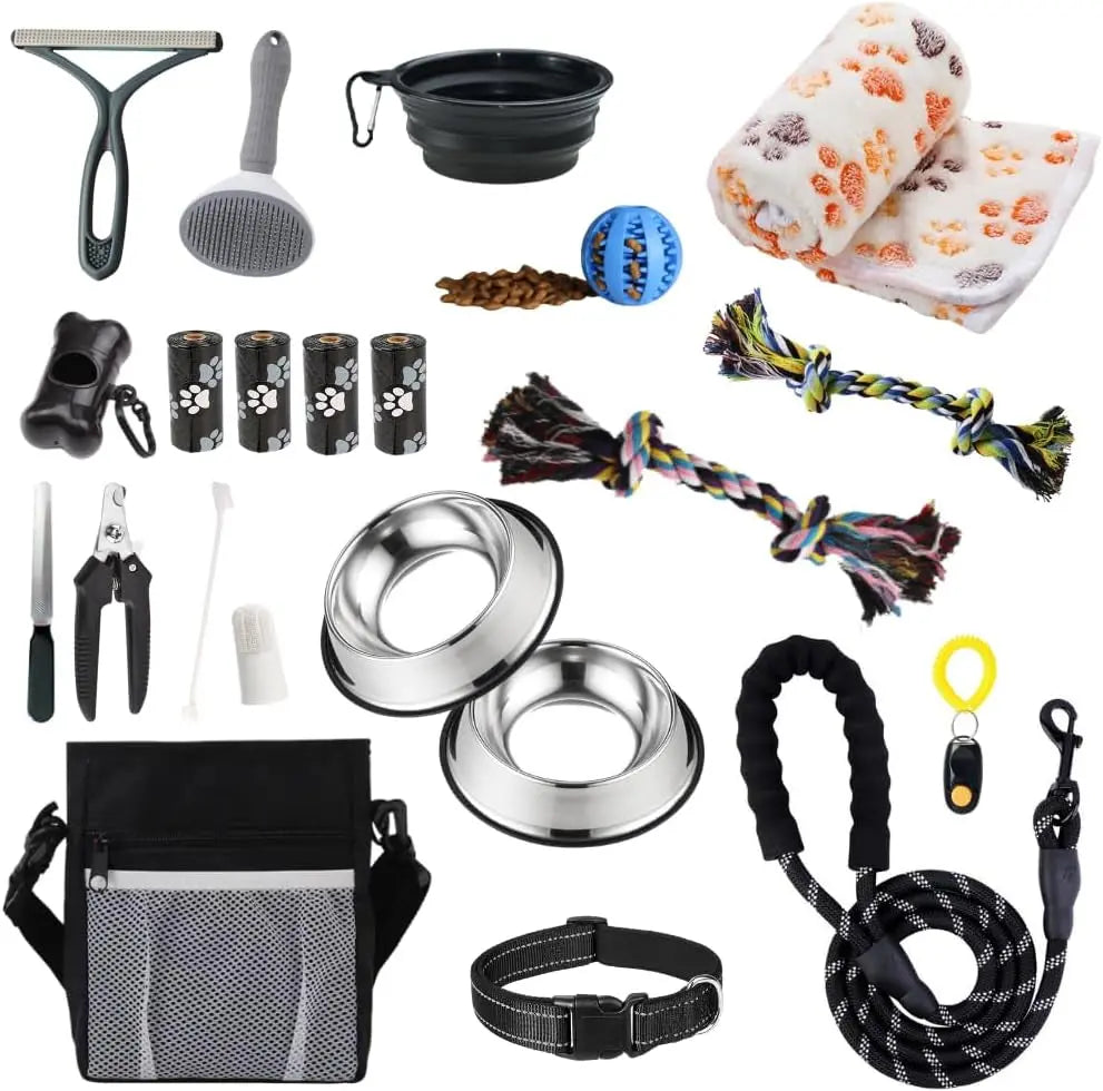 Luxe 22-Piece Puppy Starter Kit–Training &amp; Care Essentials for New Dog Owners