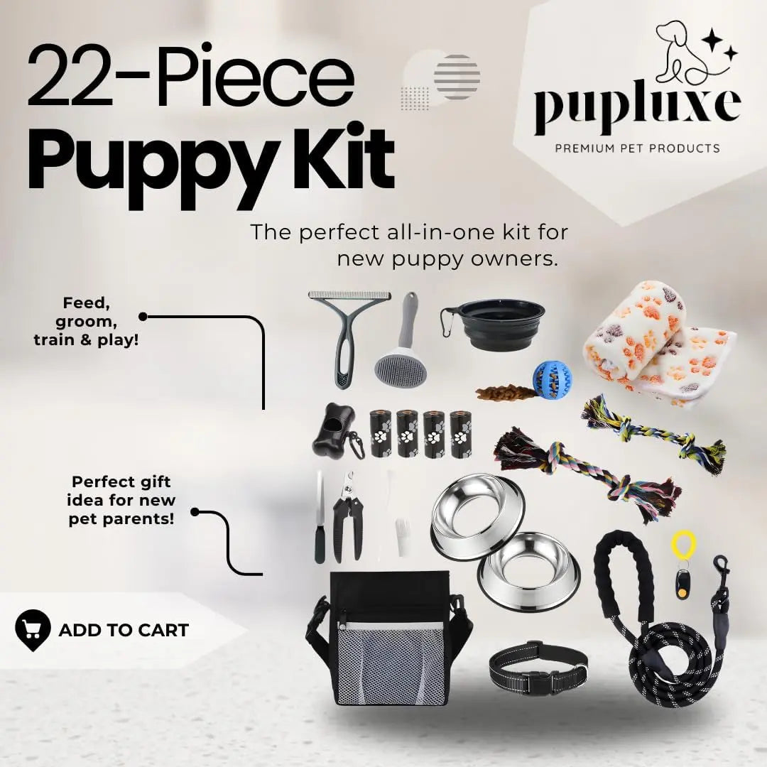 Luxe 22-Piece Puppy Starter Kit–Training &amp; Care Essentials for New Dog Owners
