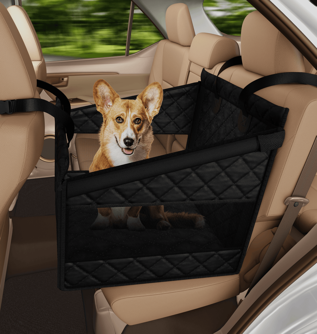 Katziela Dog Back Seat Cover Waterproof Quilted 600D Oxford Fabric, Heavy-Duty Non-Slip Bench Protector for Cars, SUVS &amp; TRUCKS – SINGLE Size, Leaves Space for Passengers.