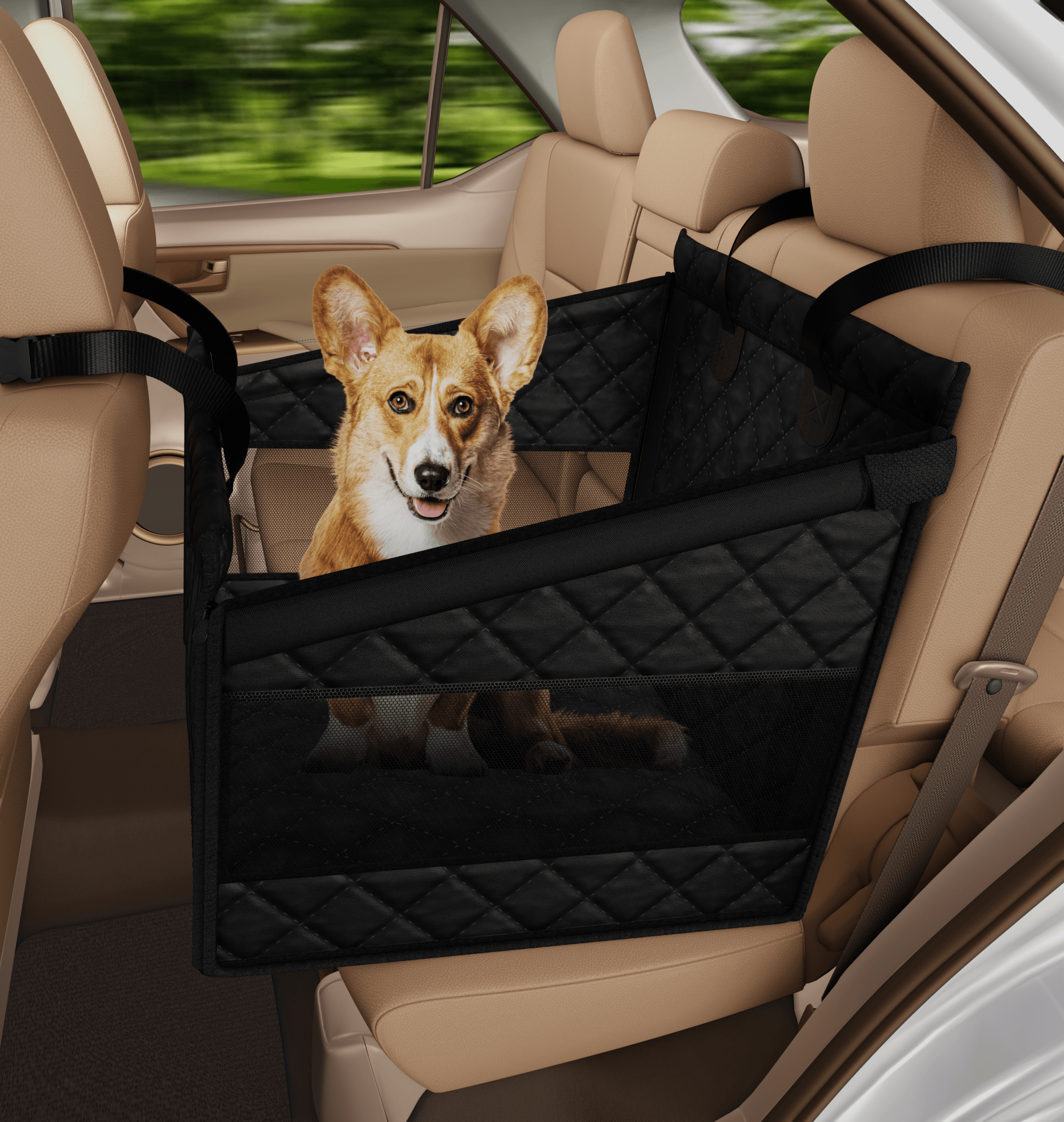 Katziela Dog Back Seat Cover Waterproof Quilted 600D Oxford Fabric, Heavy-Duty Non-Slip Bench Protector for Cars, SUVS &amp; TRUCKS – SINGLE Size, Leaves Space for Passengers.