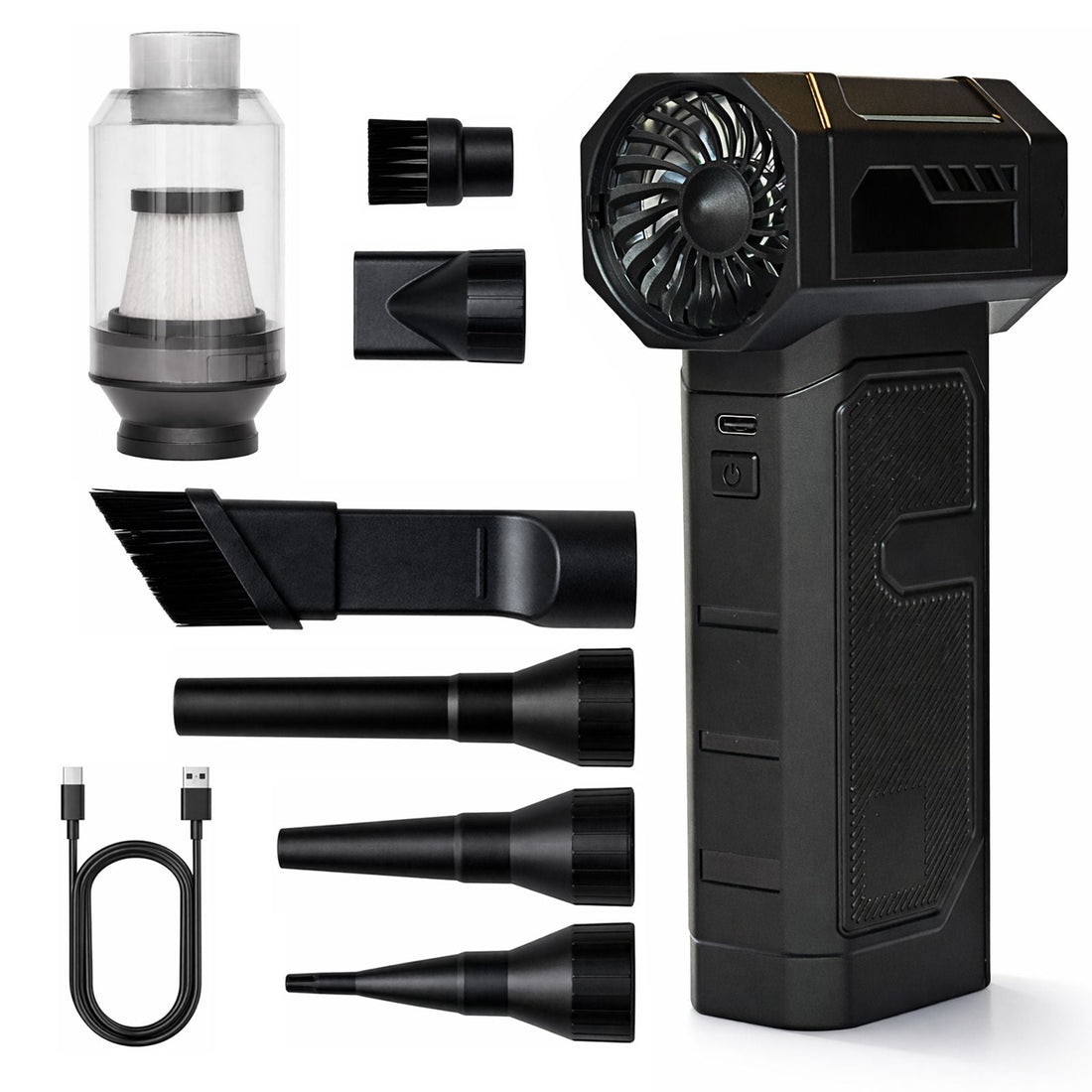 Katziela Pet Hair Blower &amp; Vacuum – Powerful Dog &amp; Cat Hair Remover for Couch, Carpet, Car Seats &amp; Pet Beds 16,000Pa Suction, 90,000 RPM Cordless Pet Hair Cleaner with Attachments.