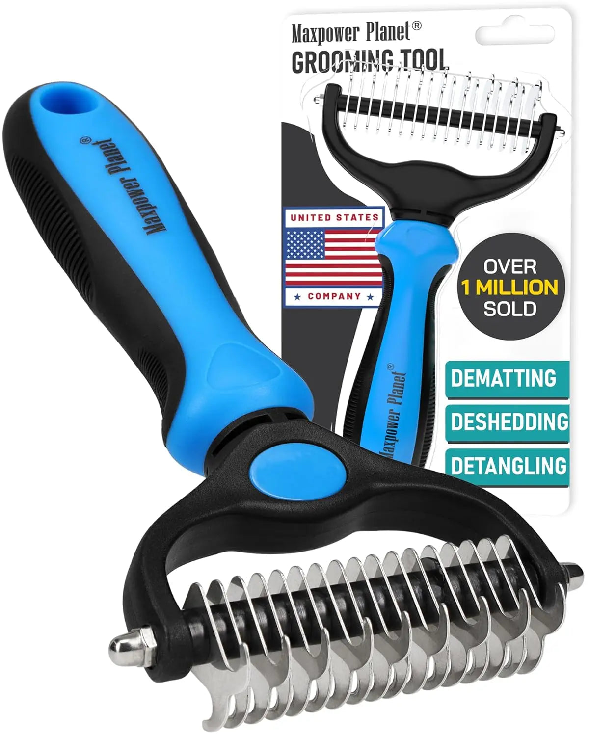 Maxpower Dual-Sided Pet Grooming Rake for Dogs &amp; Cats – Dematting Tool