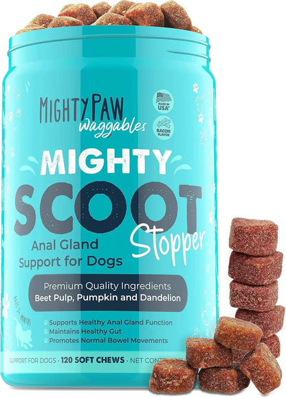 Mighty Scoot Dog Anal Gland &amp; Digestive Support Fiber Chews 120 Ct