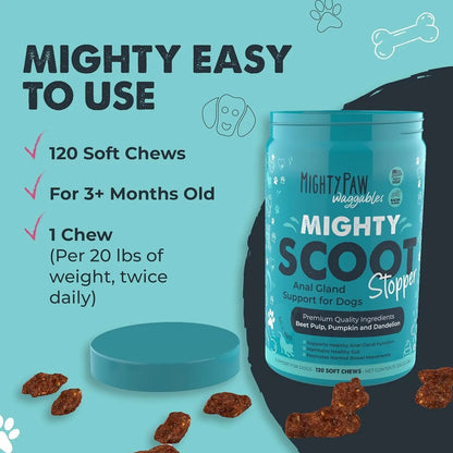 Mighty Scoot Dog Anal Gland &amp; Digestive Support Fiber Chews 120 Ct