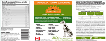 WellyTails  Mighty Green Phytonutrients Vitamins &amp; Minerals for Dogs