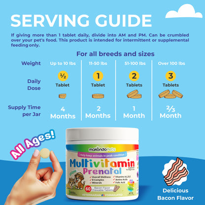 Multivitamin for Dogs &amp; Cats. Prenatal Vitamins. 60 Tabs