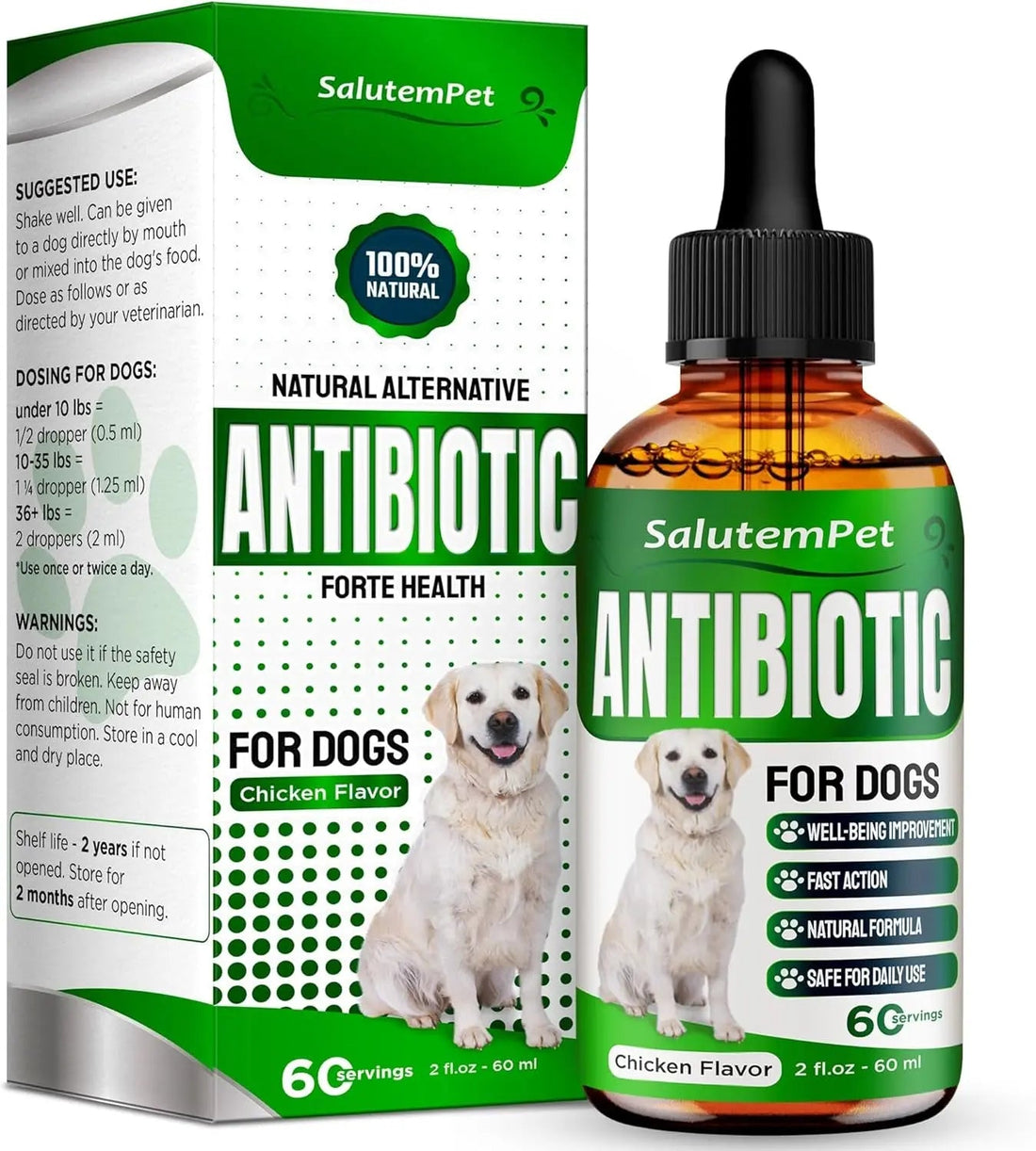 Natural Herbal Wellness Antibiotics Drops for Dogs Immune Support 2oz