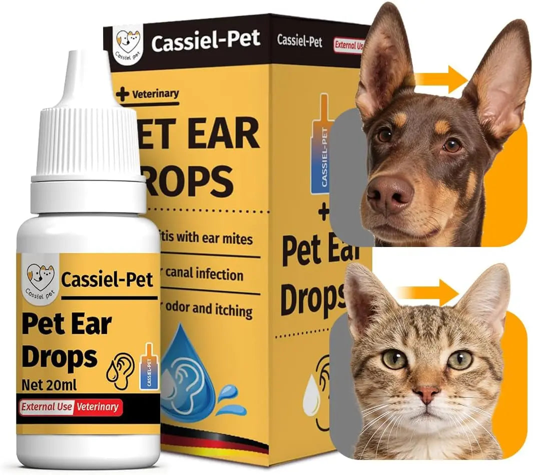 Natural Pet Ear Drops for Dogs &amp; Cats Ear Mites &amp; Ear Infection Care 20 ml